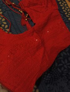 Red Sequin Lehenga Choli