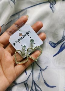 Heart Shaped Silver Plated Stone Earing