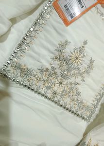 INDO ERA WHITE EMBROIDERED KURTA SET