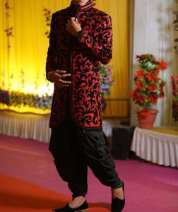 Red & Black Sherwani Set