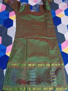 Elegant Green silk pochampalli border kurta