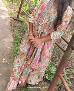 Elegant Floral Kurta Set(( Naira cut suit set ☺️