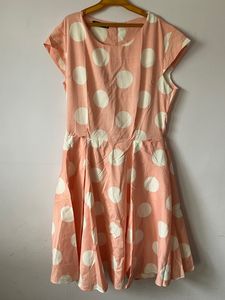 peach polka dot dress