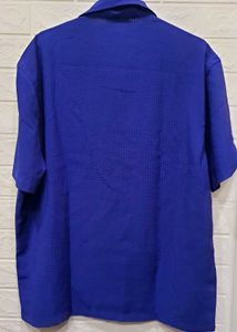 Vintage CubanCollar Blue Short Sleeve Shirt