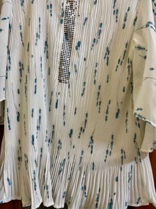 White Floral Top with flowy sleeves