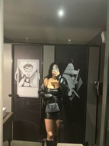 black mini leather dress