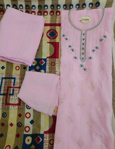 Pink 🌸and Yellow Embroidery Kurta Set