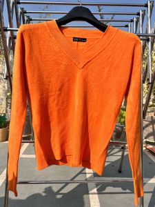 Stylish Orange Knit Sweater