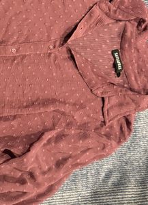 Mauve Swiss Dot Button Down