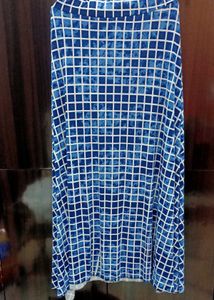 Blue long maxi Checkered skirt