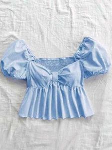 Striped Puff Sleeve Top( M size )