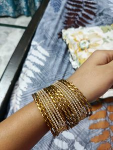 Gold Plated and American Diamond-Cut Bangles