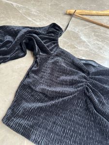 Black Velvet Crop Top From Zara
