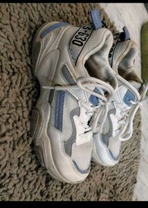 Stylish White &amp; Blue Sneakers