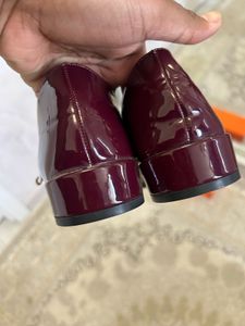 Burgundy &amp; Black Mary Jane Heels Imported
