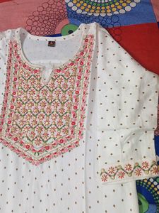 Embroidered White Kurta
