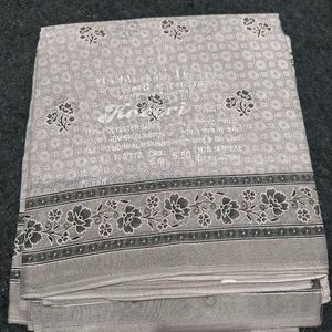 Gray Floral Pure Cotton Saree