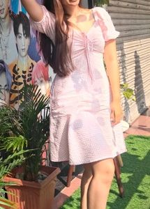 Pink White 🤍💮 Pattern Mini Dress