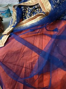 1-TimeUsed NavyBlue Blouse &amp; Dupatta For Lehenga