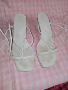 White Lace-Up Heels