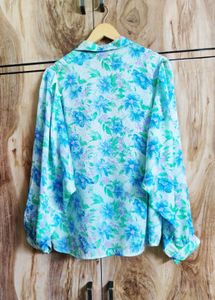 Light Green Floral Shirt Size-44-46