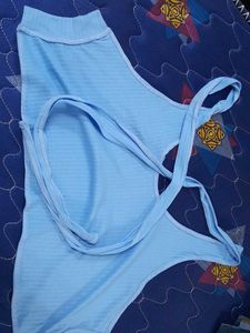 Halter Neck Light Blue Tank Top