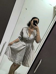 Elegant Satin-Mini Flared Dress