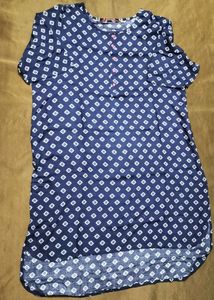 Navy Blue Rayon High Low Kurta