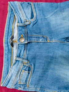 Navy Blue Fitted Jeans With Faded Style