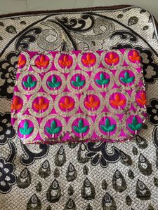Pink Embroidered Handbag