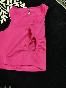 S Size Pink Crop Top For Women