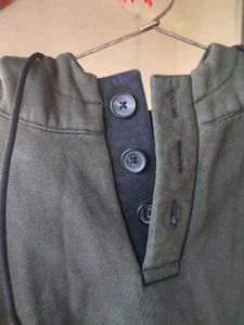 Olive Green Plain Hoodie