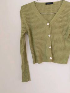 Korean Green Ribbed Top.