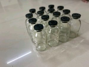 15 Empty Glass Vials w/ Black Caps