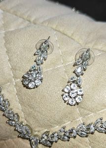 Sparkling Silver AD Necklace Set with earrings