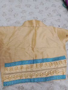 Blue And Olive Colour Saree With Blouse