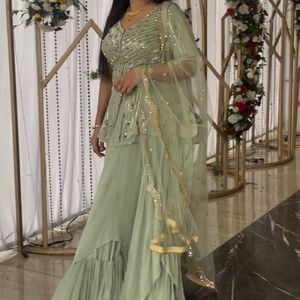 Elegant Sage Green Indian Dress