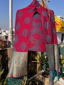 Pashmina Red Embroidered Stole