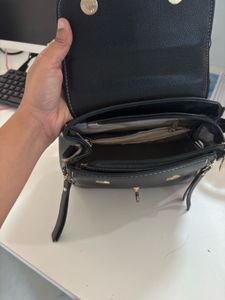 Chic Black Leather Top Handle Bag