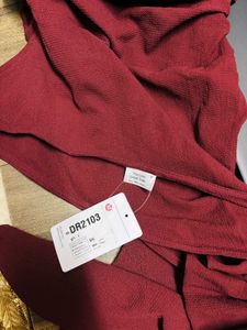Burgundy One-Shoulder Bow Dress