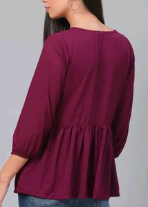Maroon Embroidered Tunic Top