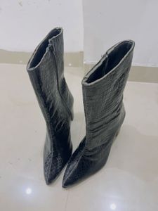 Zara Black Snake Print Boots