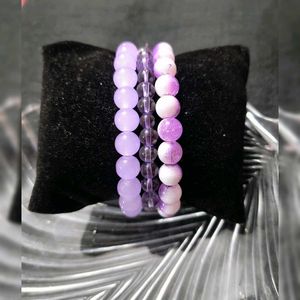 Lavender Bead Bracelet Set