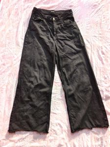 Wide Leg Black Denim Jeans (women's)