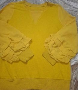 Yellow Ruffle Sleeve Top