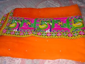 Saree With Kacchi Work Blouse