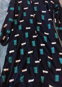 Navy Blue U Neck Kurti