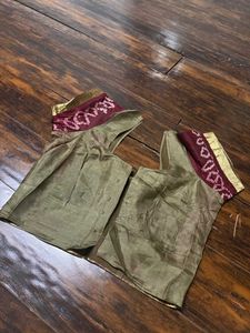 Original Olive Green Bandhani Saree With Blouse