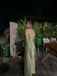 Olive Green Ruffle Trim Maxi Dress