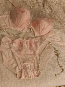 Korean Coquette Pink Bra And Underwear Set